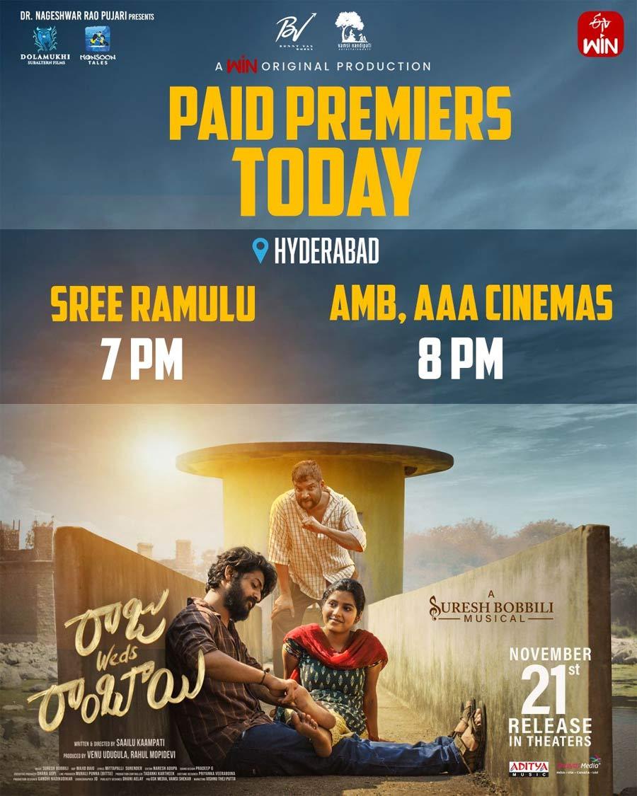 Raju Weds Rambai Paid Premieres Today