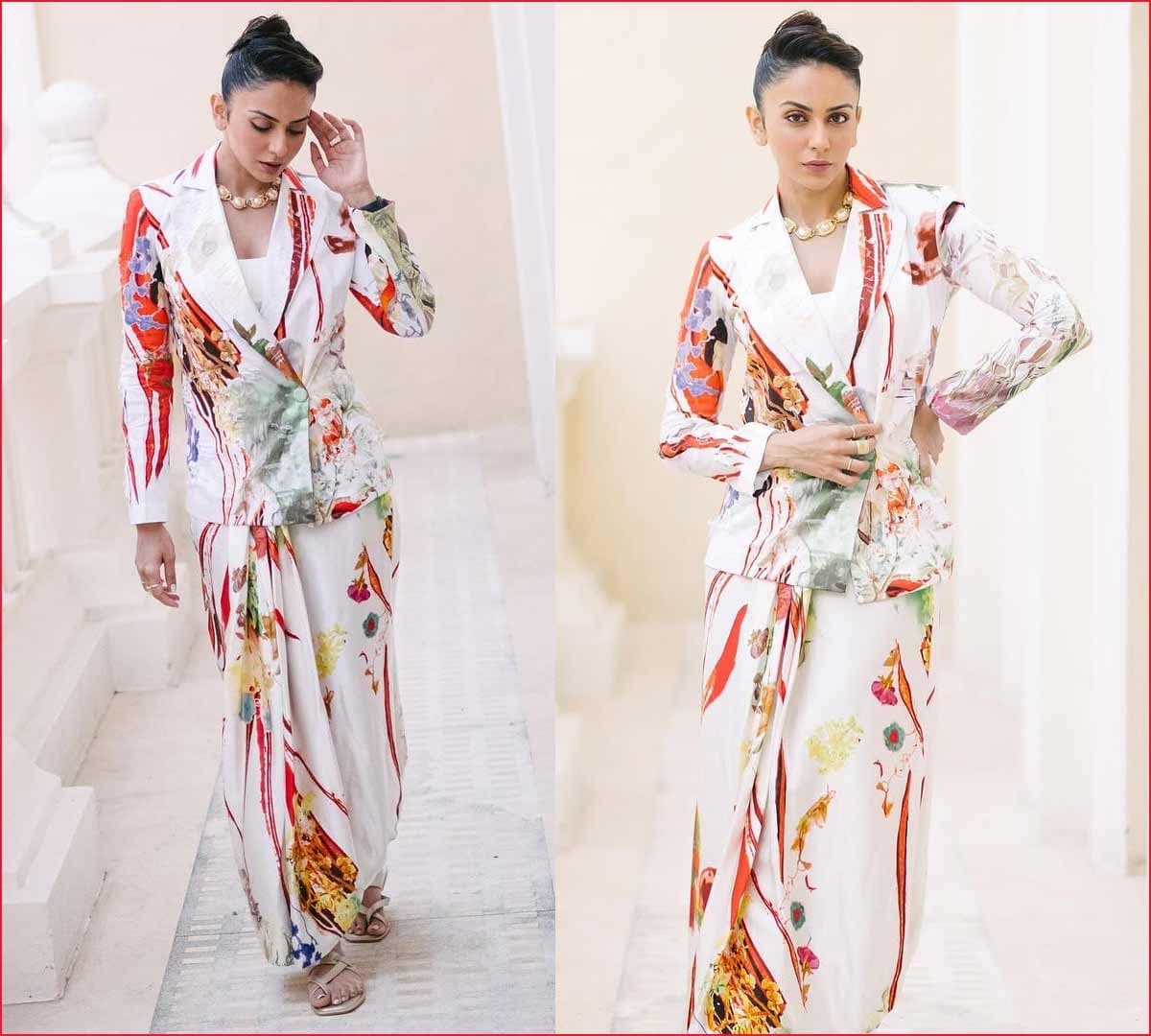 Rakul looks stylish in white dress