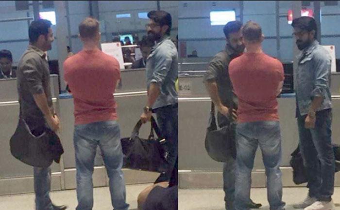 Ram Charan and NTR at Airport
