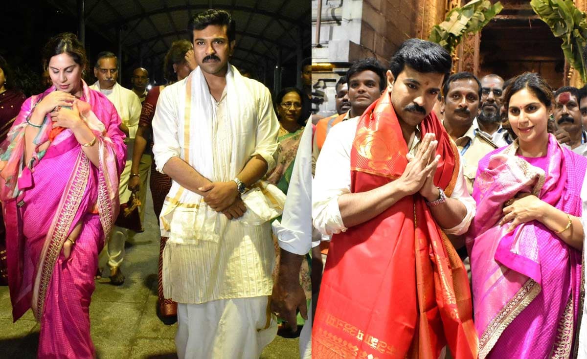 Ram Charan visits Tirupati temple with wife Upasana 