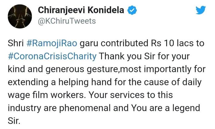 Ramoji Rao Donates 10 lakhs to CCC