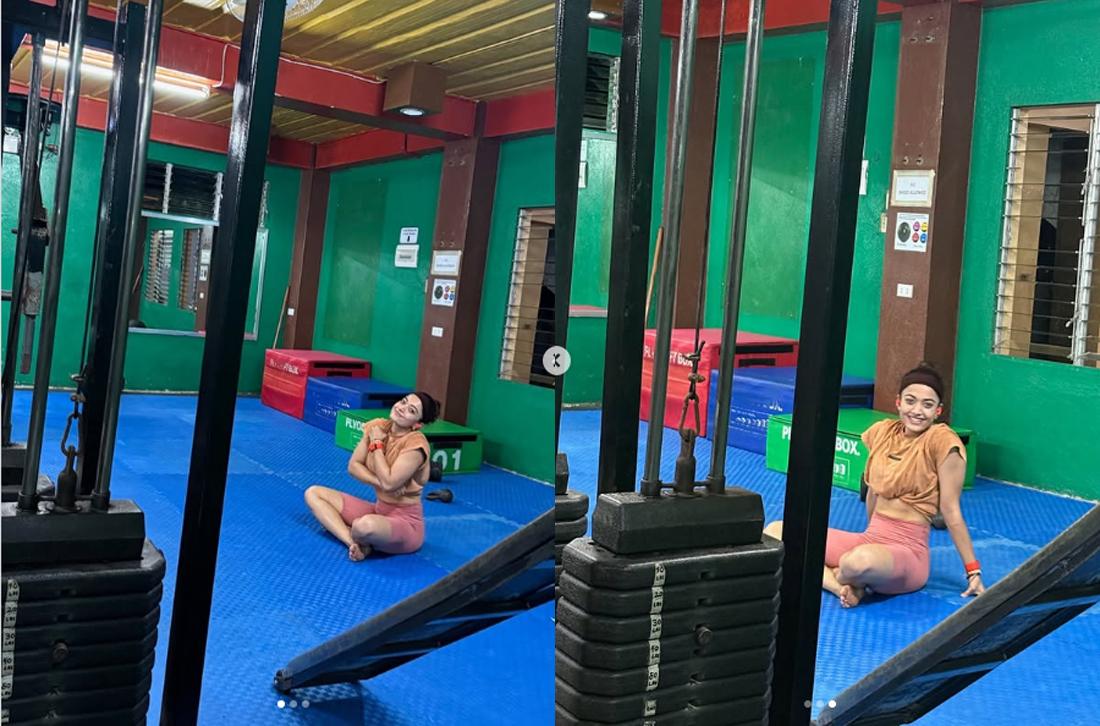 Rashmika relaxing at the gym