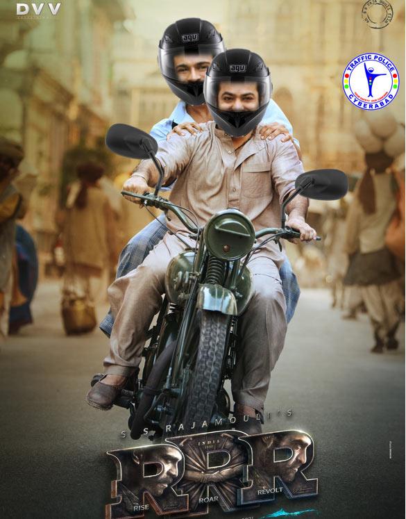 RRR poster use for helmet awareness by Cyberabad Traffic police