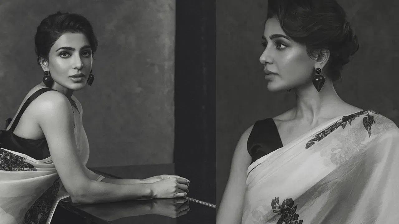 Samantha In A Floral Organza saree