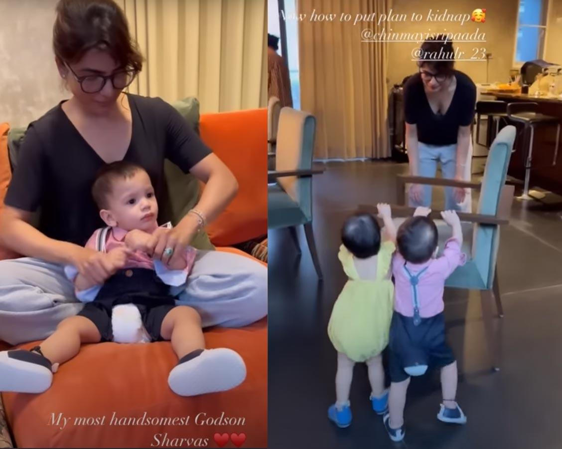 Samantha plays with Chinmayi Sripada twins