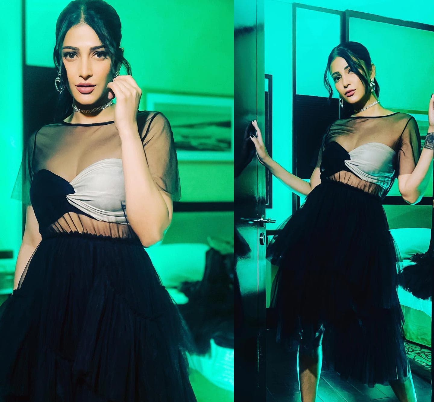 Shruti Haasan in black and white