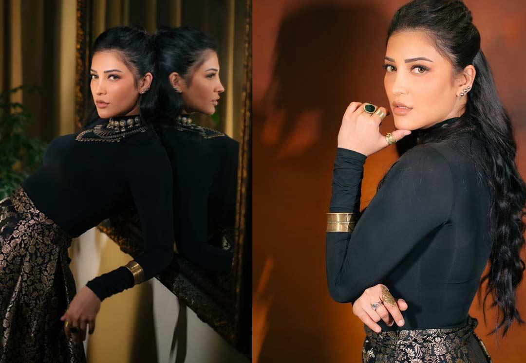 Shruti Haasan in black outfit
