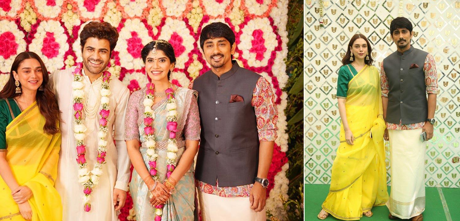 Siddharth-Aditi Rao as a couple in Sharwanand engagement
