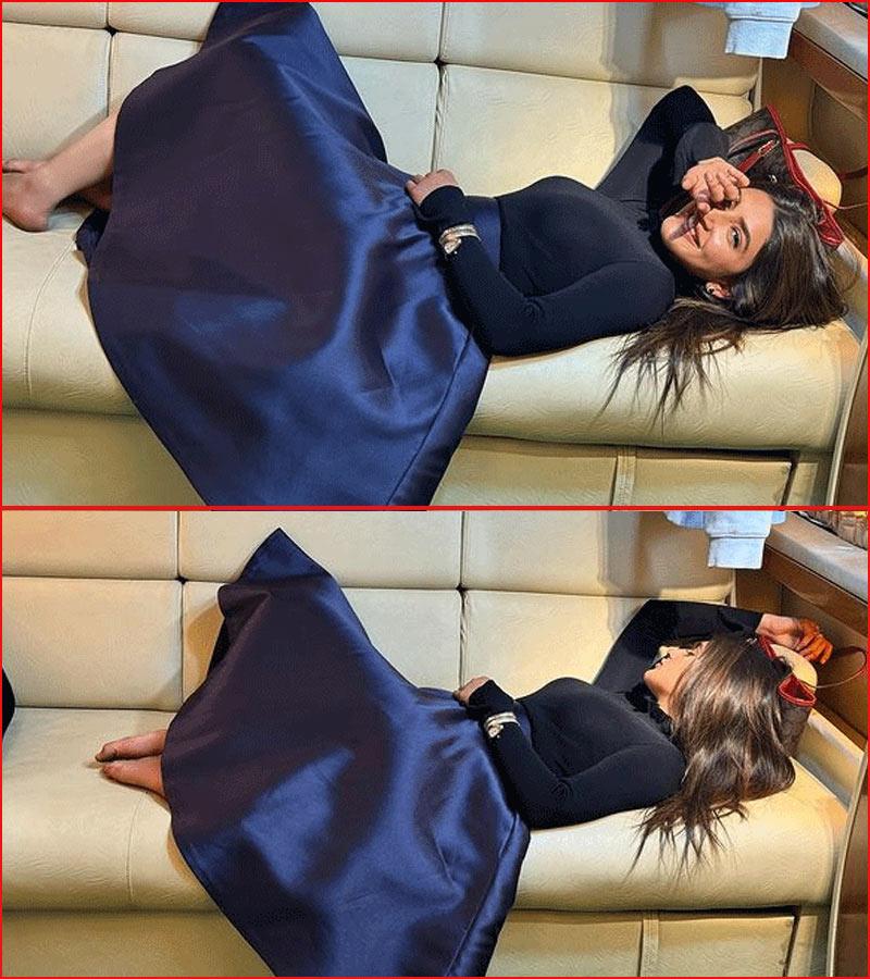 Sreeleela relaxing on the sofa