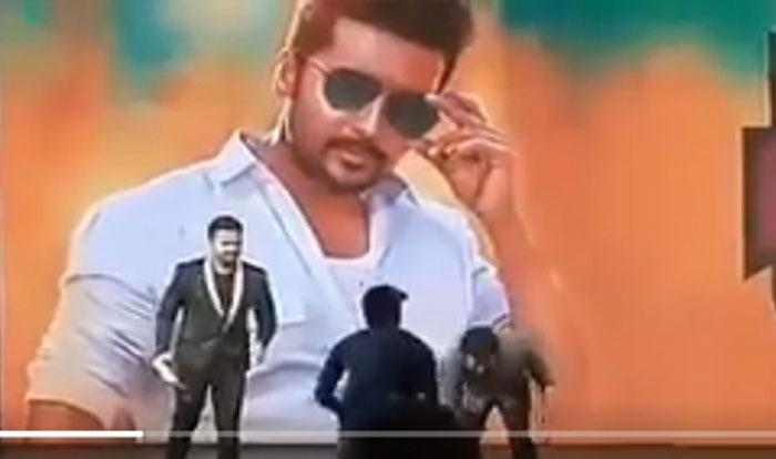 Suriya falls at fans' feet at Thaanaa Serndha Koottam event