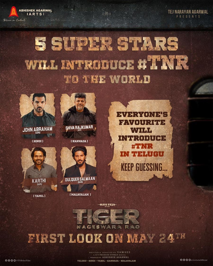  Top Stars Launch The First Look Of  Tiger Nageswara Rao