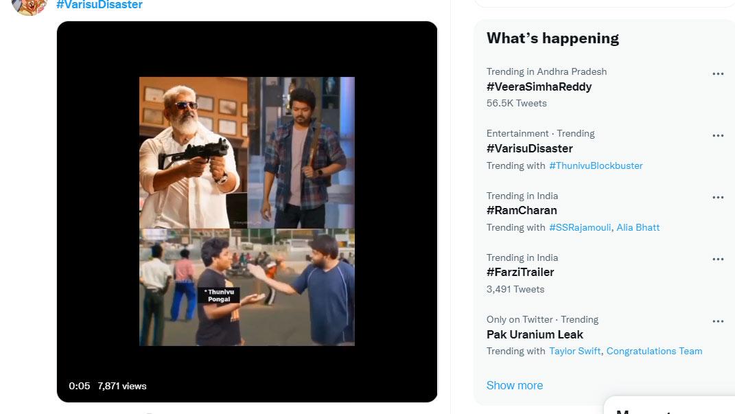 Varisu Disaster hashtag trends in Twitter 
