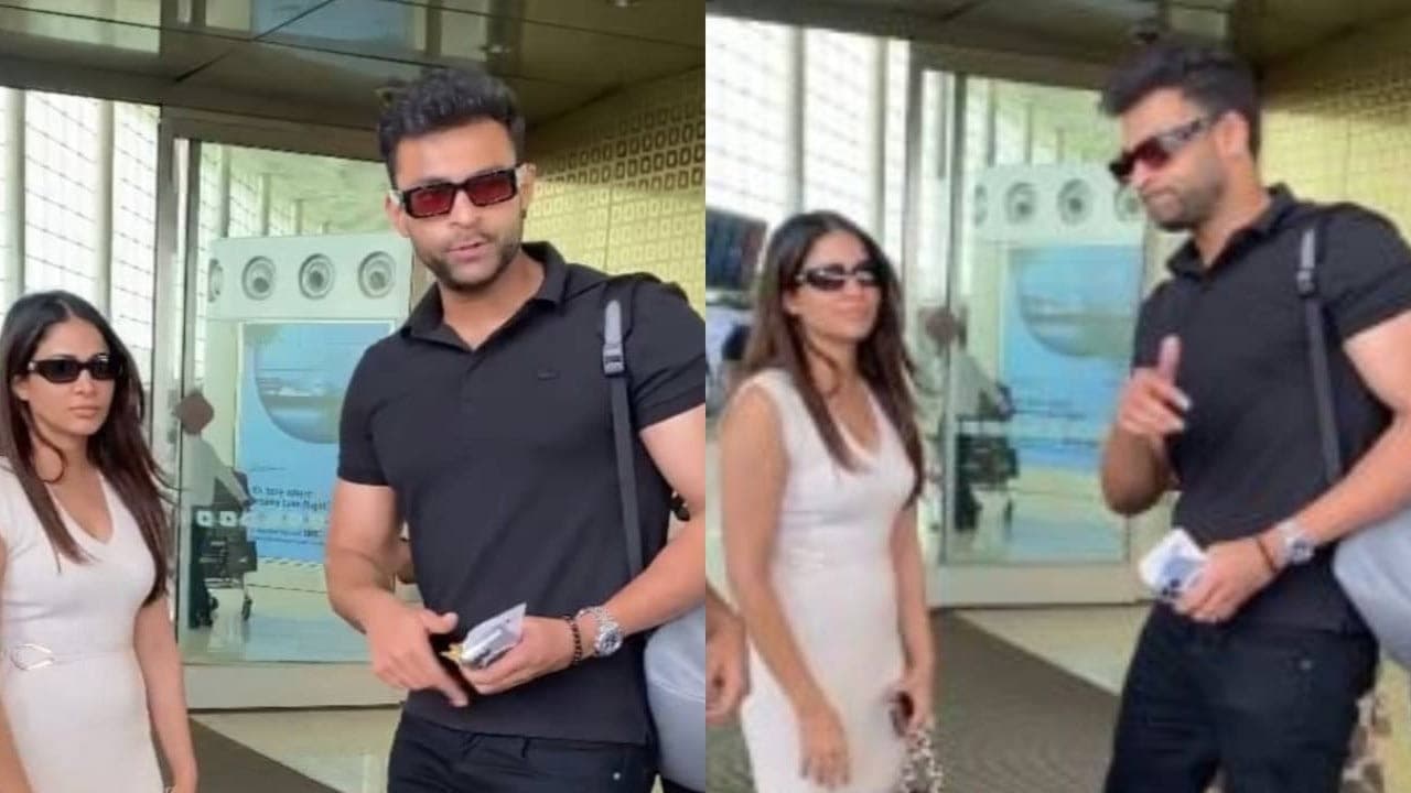Varun Tej and Lavanya Tripathi Spotted at Mumbai Airport