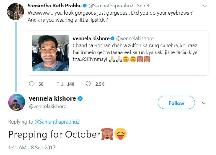 Vennela Kishore Counter Tweet on Samantha Tweet