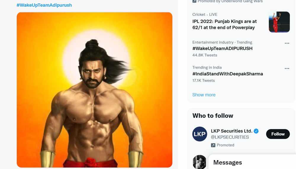 WakeUpTeamAdiPurush hashtag trends on Twitter