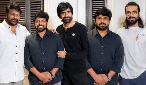 Chiranjeevi and Ram Charan Congratulate Ravi Teja Irumudi Team