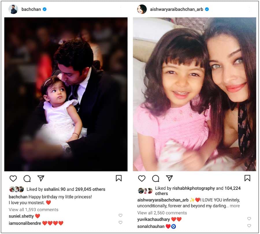 Abhishek and Aishwarya birthday wishes to their kid
