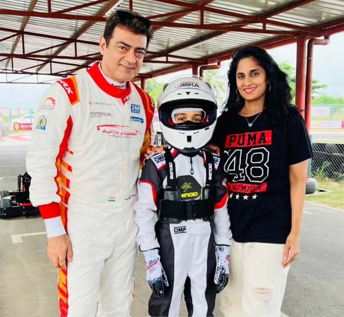 Ajith teaches car racing to his son