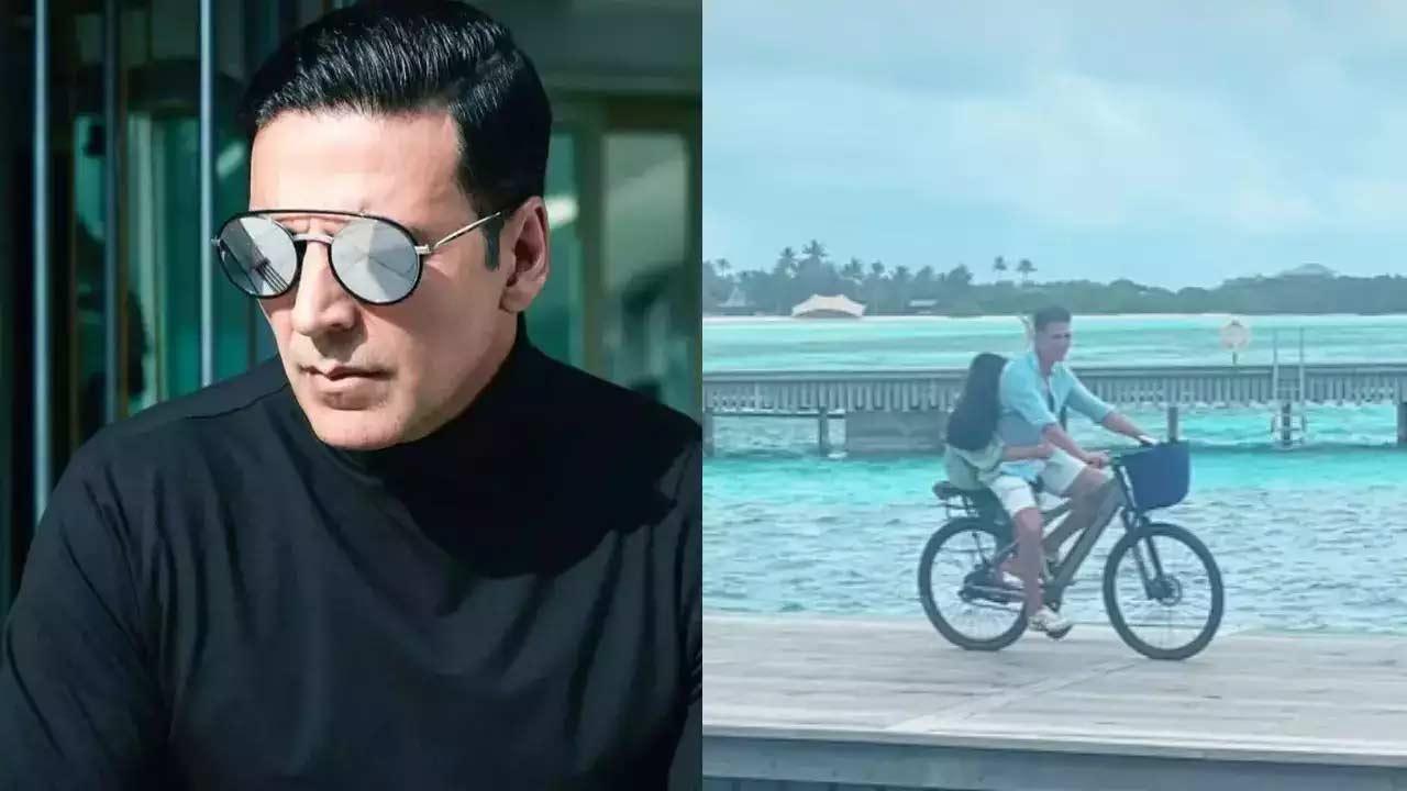 Akshay Kumar enjoying cycling in Maldives