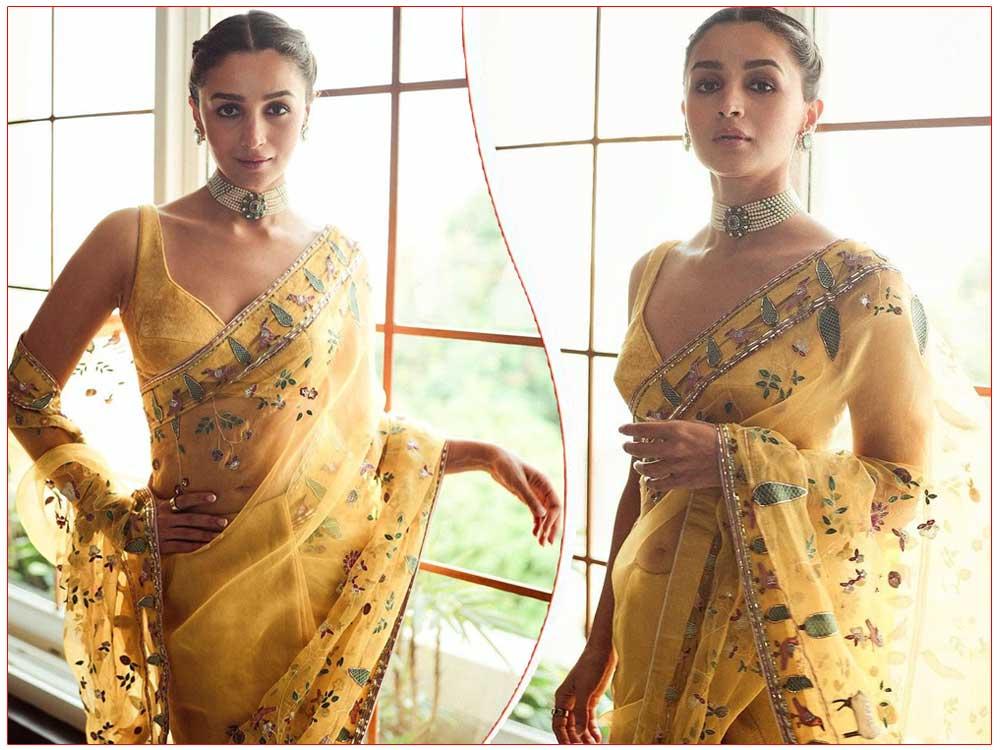 Alia Bhatt dazzles in Laddoo Pila saree