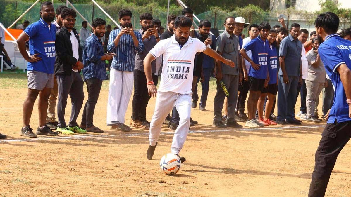 Revanth displays his football skills