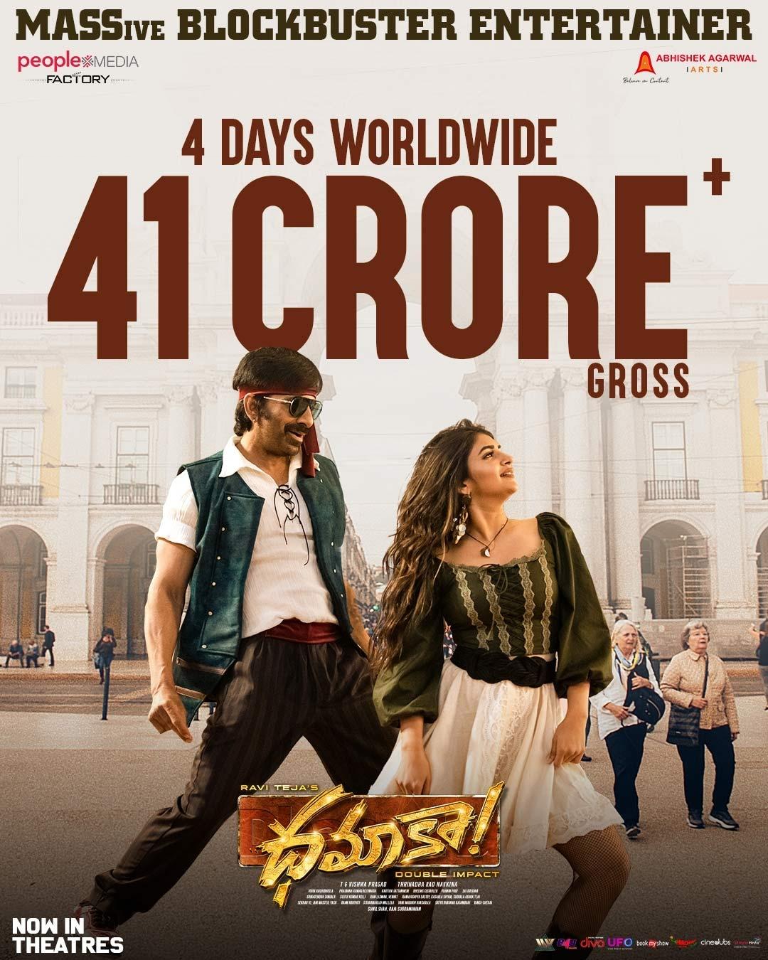 Ravi Teja Dhamaka: Collected 41 Cr + Gross Worldwide In 4 Days