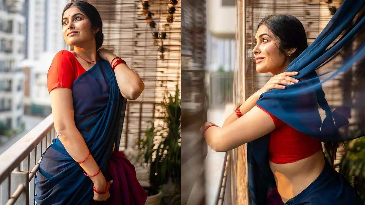 Divi Vadthya turns hot in half saree