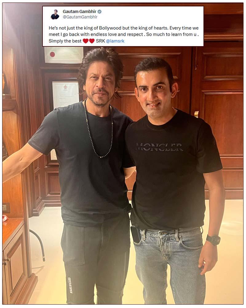 Gautam Gambhir heaps praises on Shah Rukh