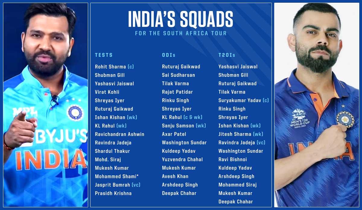 BCCI announces Indian squad for SA tour