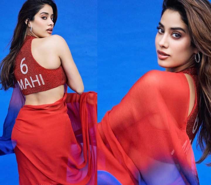 Janhvi Kapoor sensuous treat in red saree