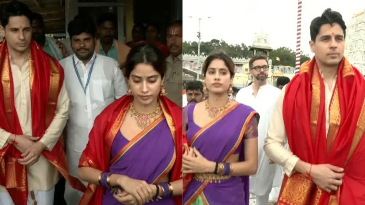 Janhvi-Siddharth Malhotra visits Tirupati ahead of Param Sundari release