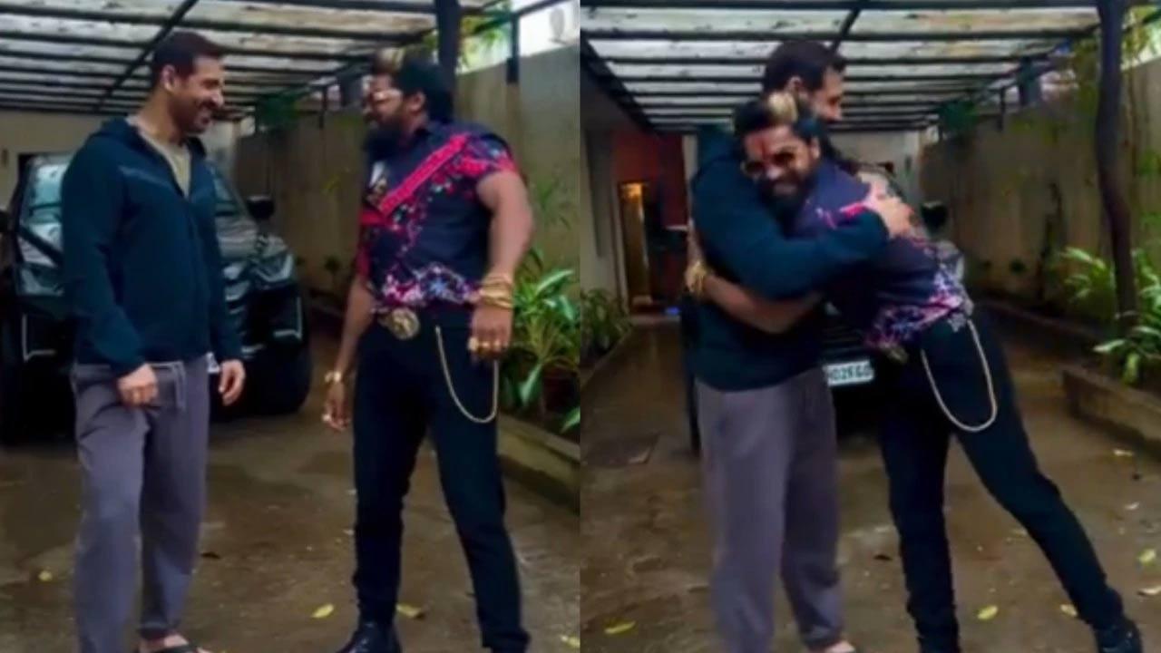 John Abraham hugs die hard fan of Allu Arjun