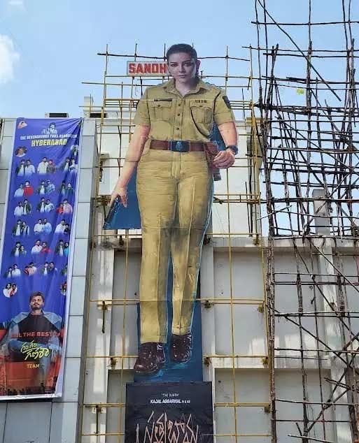 Kajal Aggarwal Cutout At Sandhya Theatre Hyderabad Draws Attention