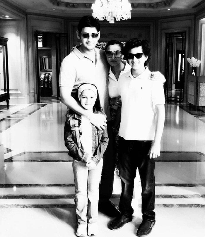 Mahesh's Family in Black and White