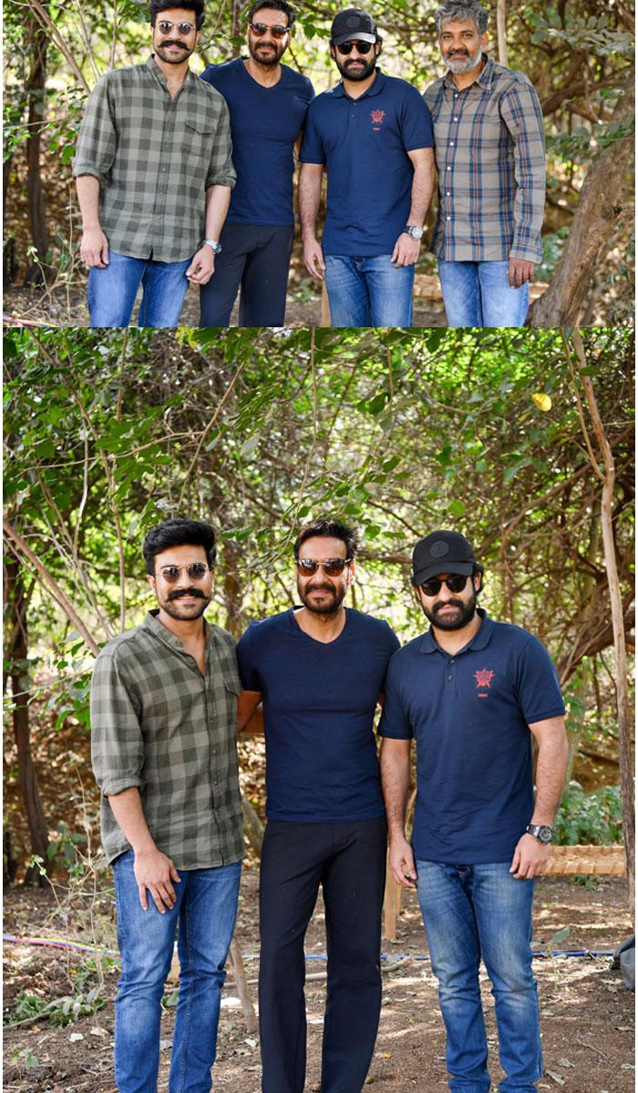 Crazy Pics: Rajamouli, Charan, NTR at RRR Sets