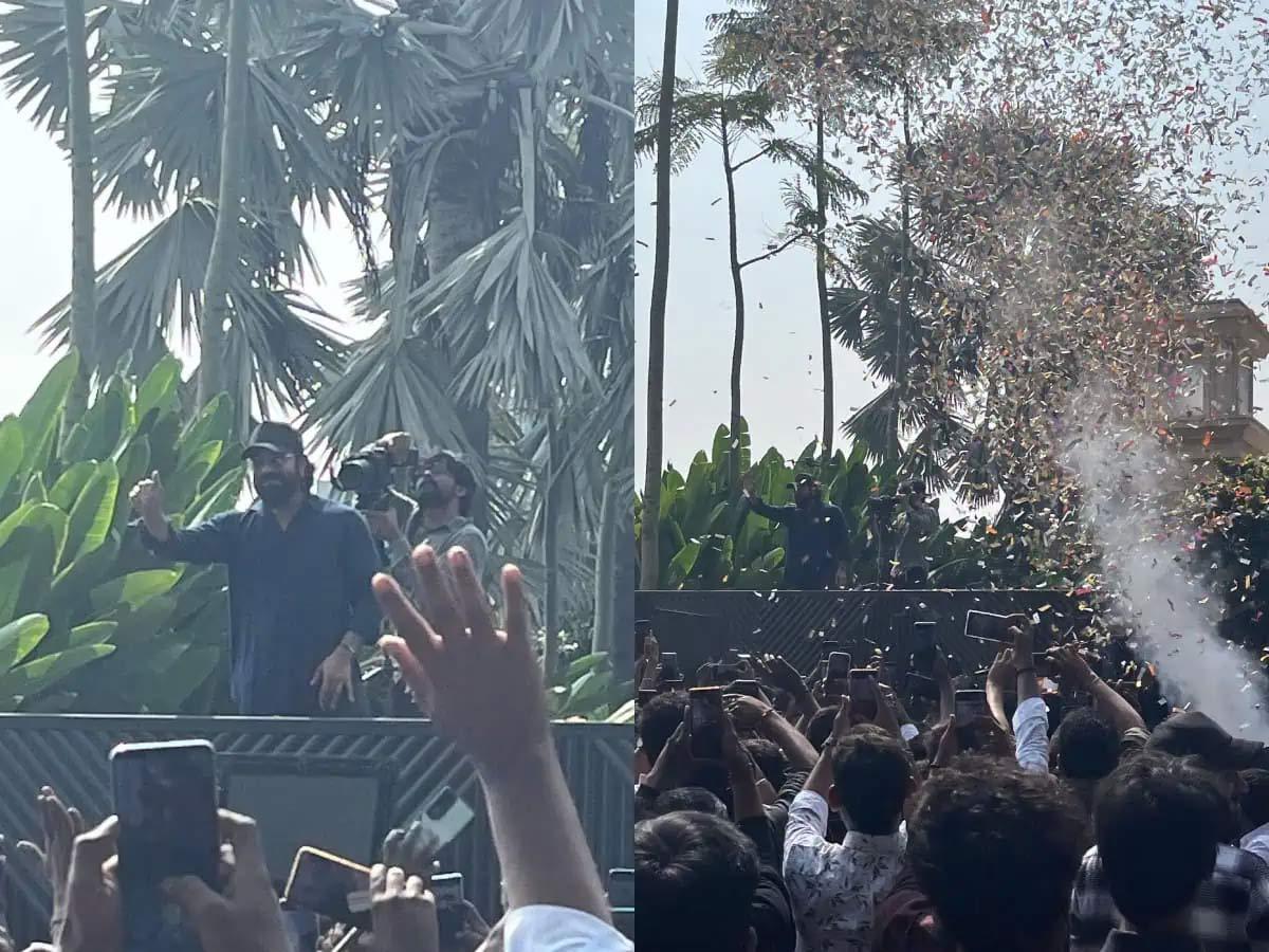 Ram Charan greets fans who came to house