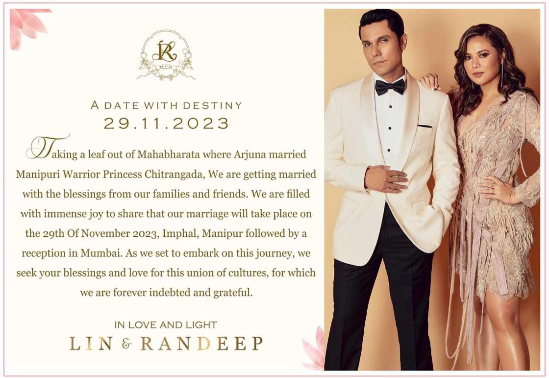 Randeep Hooda to tie the knot with Lin Laishram