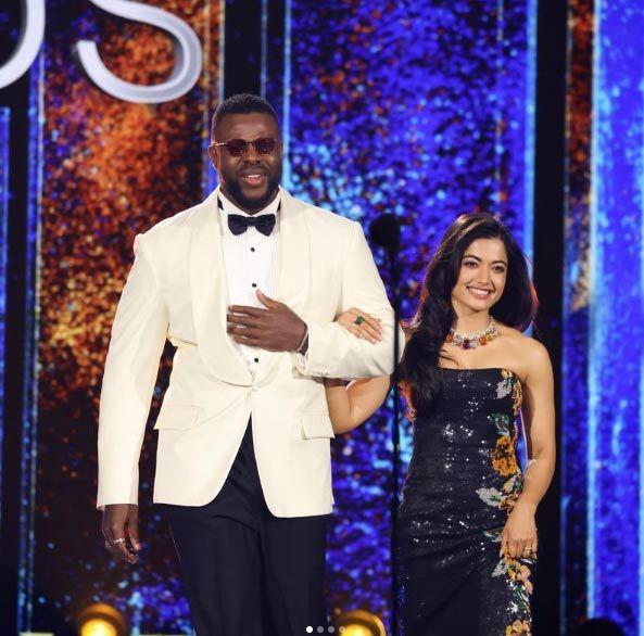 Rashmika Mandanna Shines with Winston Duke at Tokyo Anime Awards