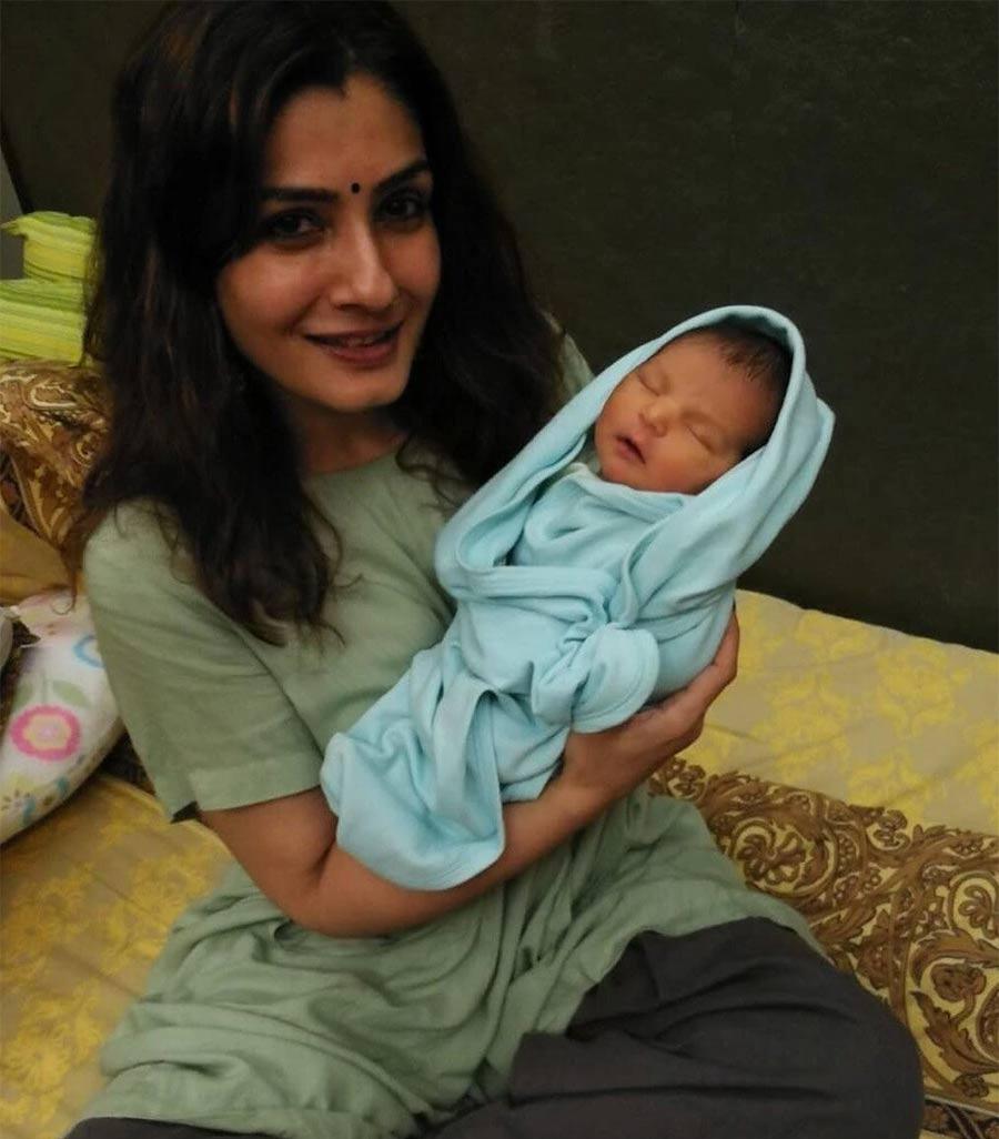 Raveena surprises with her grandson