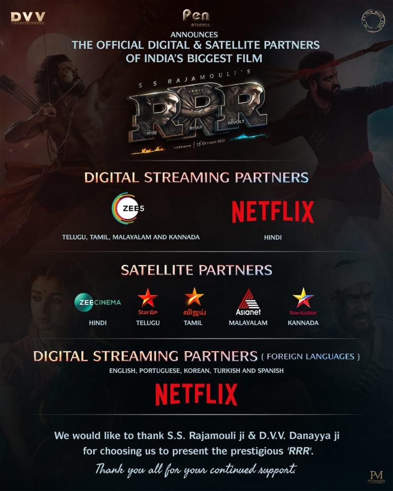 List of RRR's digital and satellite partners