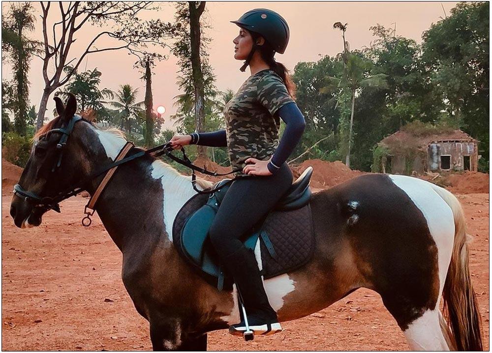 Samyuktha Menon Horse Riding For Swayambhu