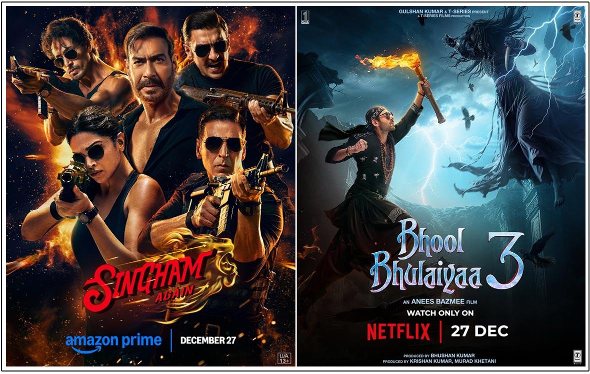 Singham Again - Bhool Bhulaiyaa 3 Are Now Streaming From Same Day