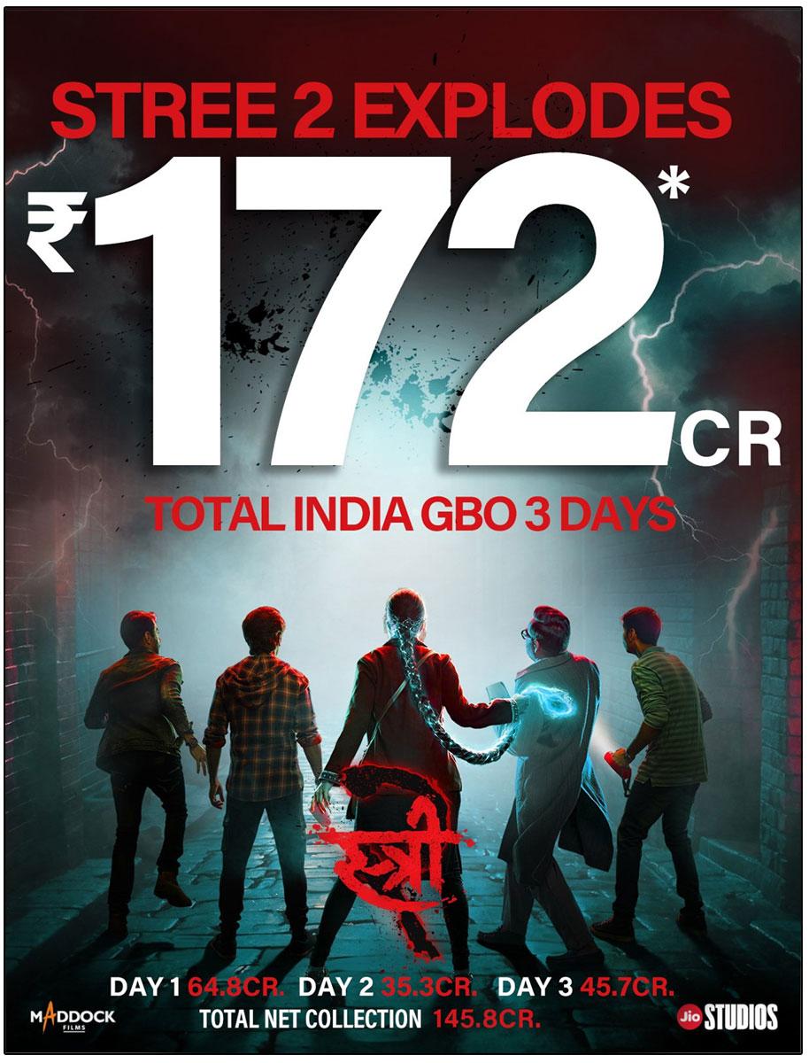 Stree 2 Stands With 172 Crores Box Office Collection In Three Days