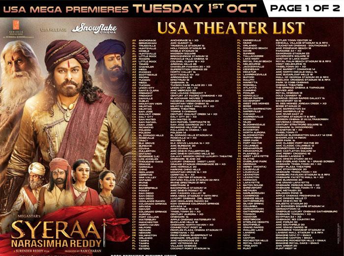 Sye Raa USA Theatres & Pre Sales Status