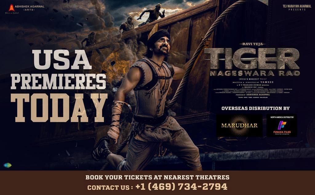 Ravi Teja Tiger Nageswara Rao US Premieres Today