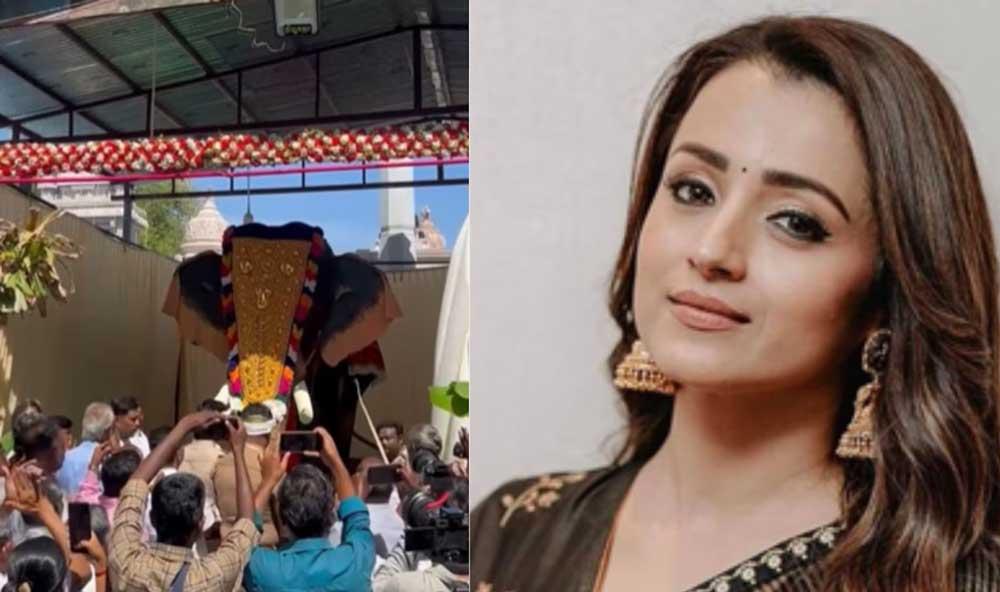 Trisha donates a mechanical elephant and vegan meals in TN temples