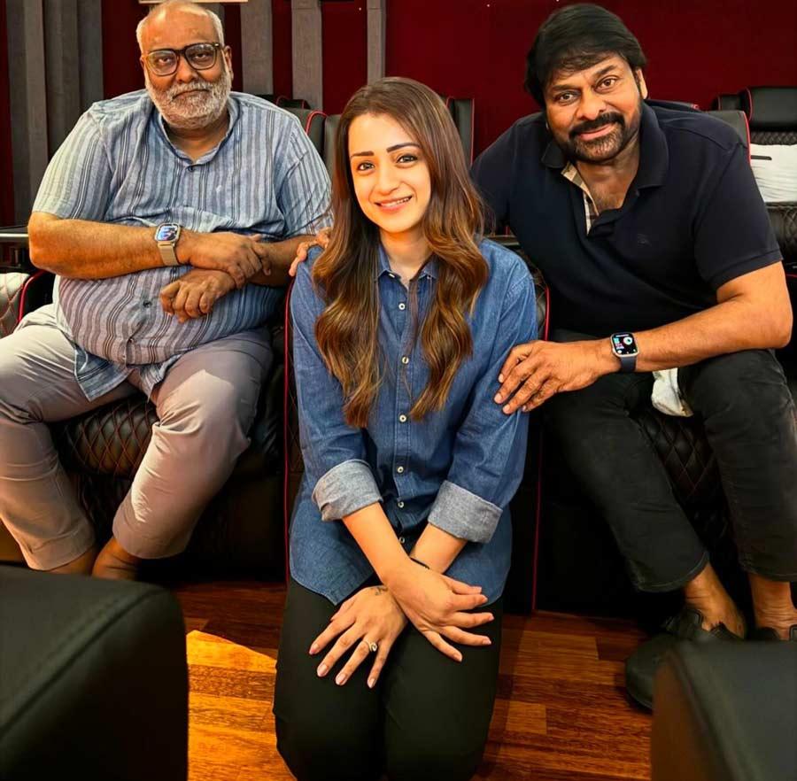 Trisha shares glimpse with Chiranjeevi in Vishwambhara