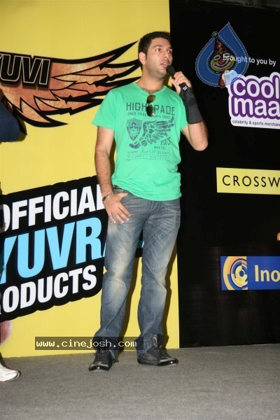 Yuvraj Singh showcasing products at the launch - 1 / 15 photos