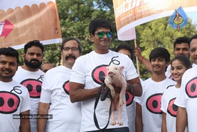 Adhugo Movie Team Padayatra With Piglet
