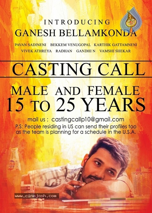 Casting Call from Ganesh Bellamkonda Debut Film - 1 / 1 photos